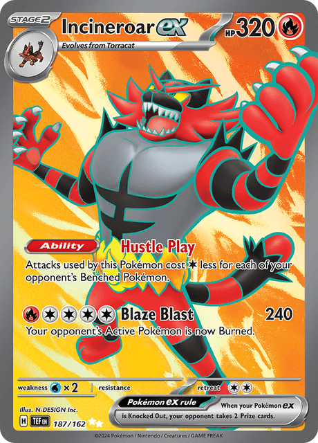 Pokemon TCG - Incineroar EX Full Art - #187 - Temporal Forces - NM